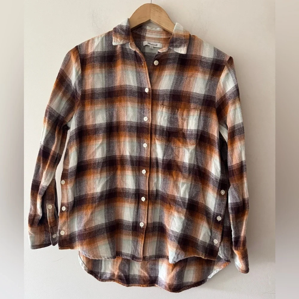 Madewell Flannel Side-Button Oversized‎ Ex-Boyfriend Shirt in Bickett Plaid